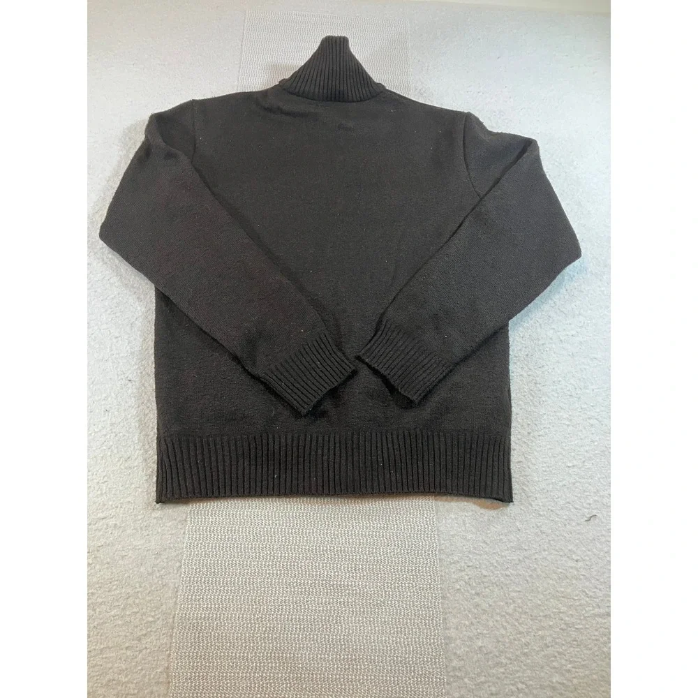 Izod Mens Fleece Lined Full Zip Knit Sweater Brown Mock Neck Size Small Jacket